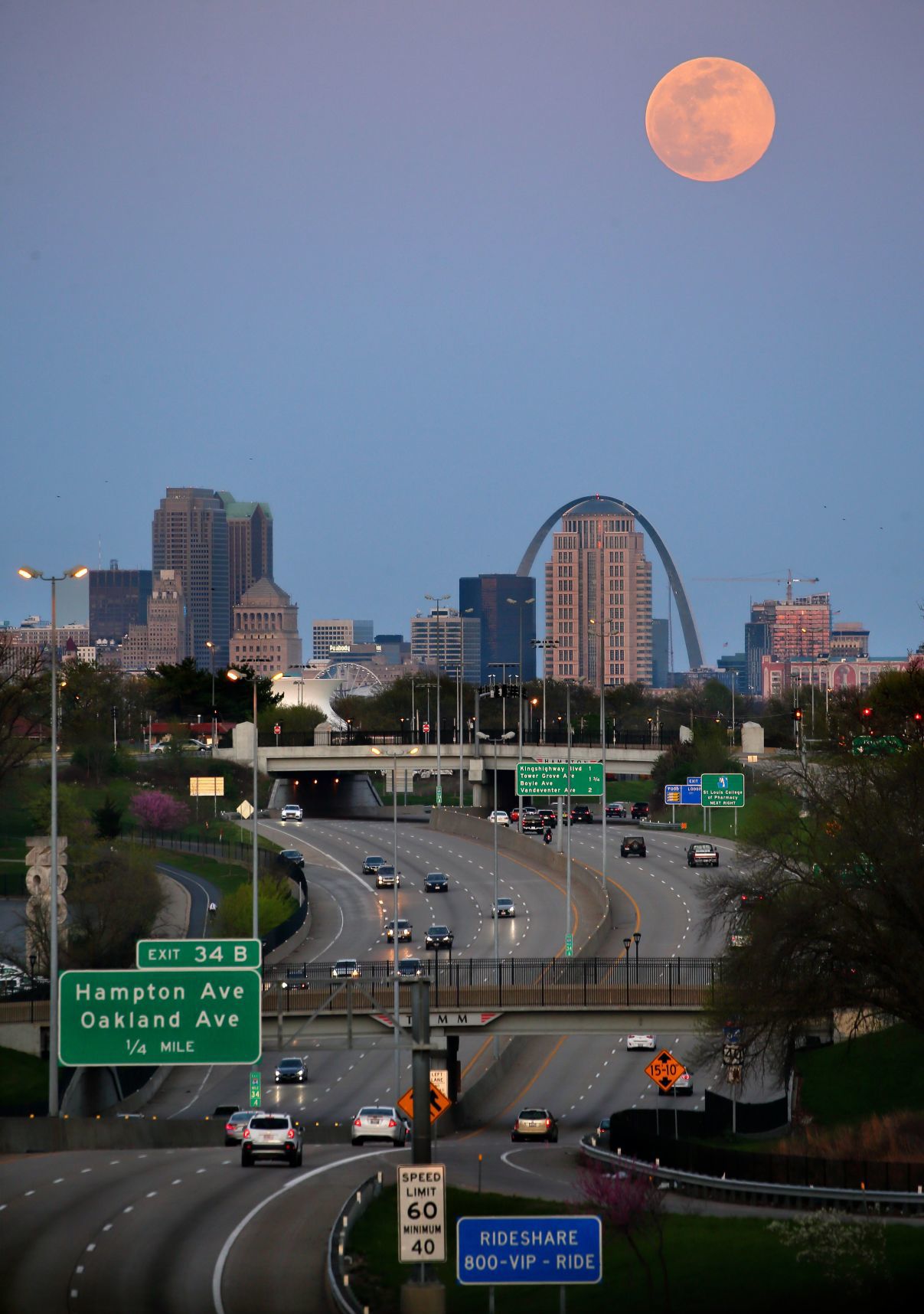 Pink supermoon over St. Louis